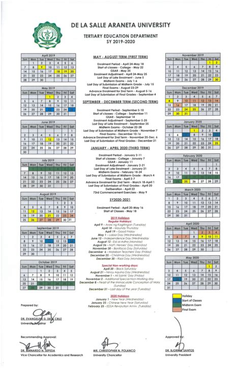 La Salle University Calendar